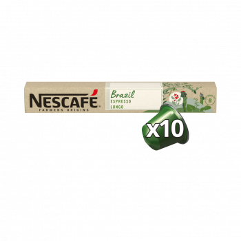 Nescafé Farmers Origins Brazil Lungo 8, 100% Röstkaffe in der originalen Nespresso(R) Kapsel , 10 Aluminium-Kaffeekapseln, 50 Gramm